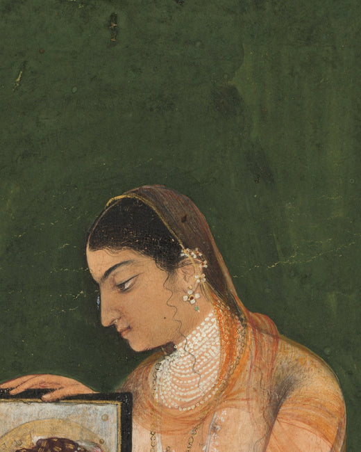 Nur Jahan in profile, a detail from a Mughal court painting of around 1627
