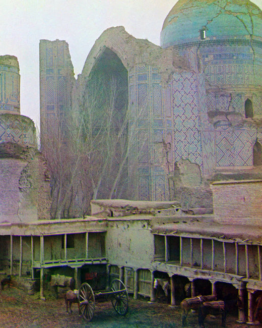 The Bibi Khanym Mosque in Samarkand, an early colour photograph of around 1907